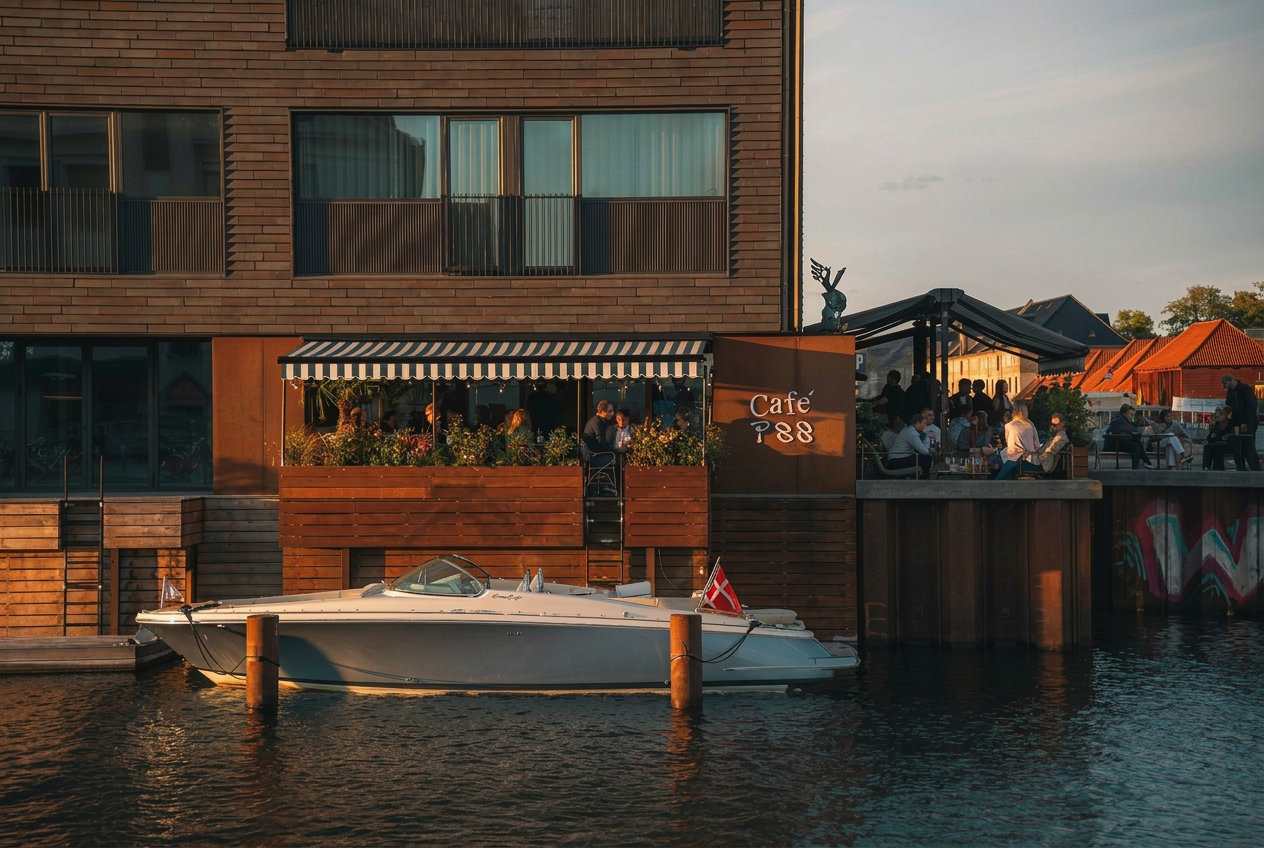 P88 café og eventlokale på Papirøen med terrasse ned til Københavns havn
